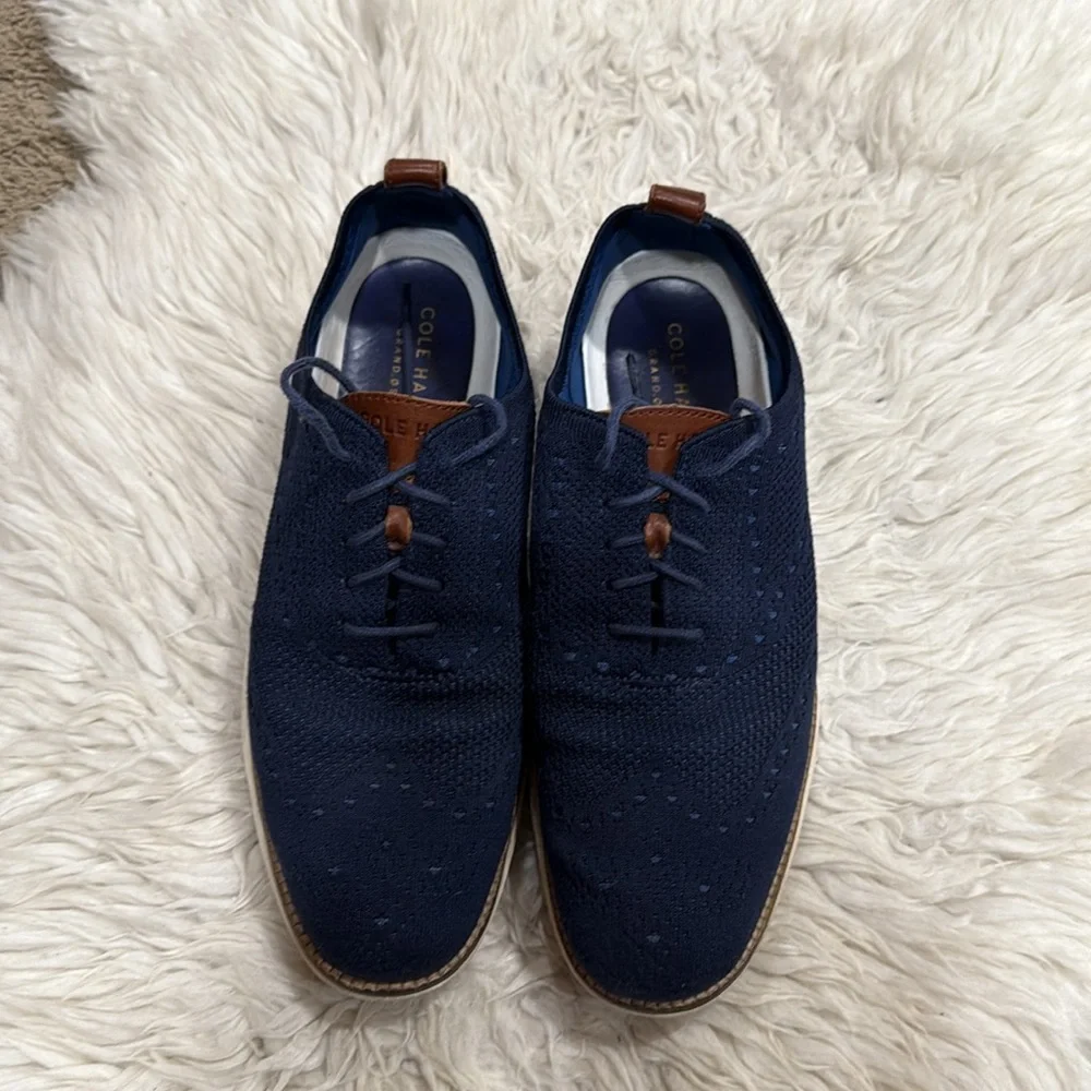 Cole Haan Mens‎ Navy Blue 2.Zerogrand Stitchlite Lace Up Oxford Shoes Size 10